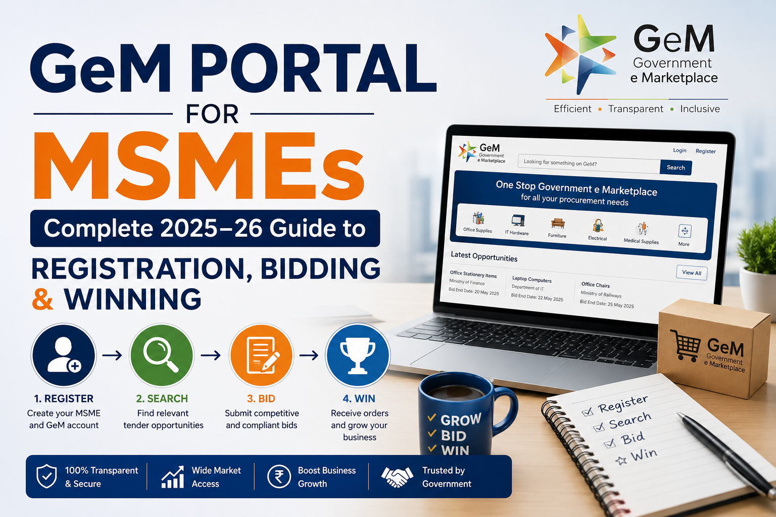 GeM Portal for MSMEs: Complete 2025–26 Guide to Registration, Bidding & Winning